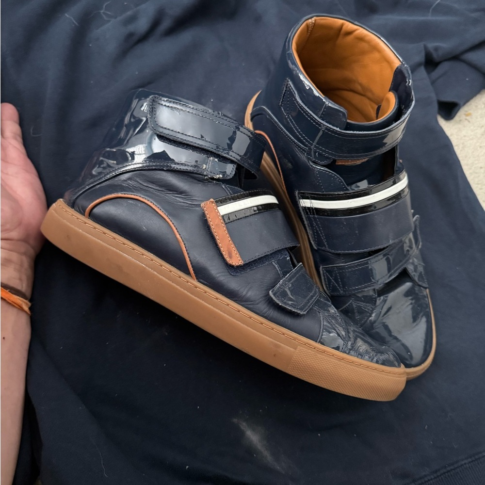 Bally Navy High-Tops with Tan Accents